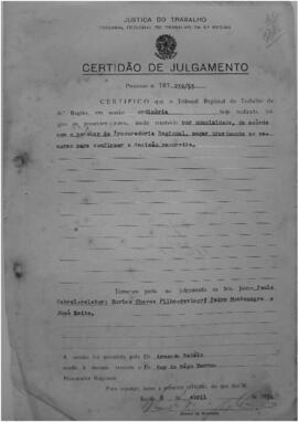 Dissídio Individual  N° 189/53