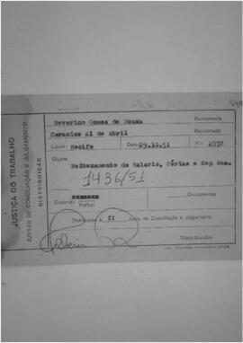 Dissídio Individual  N° 1436/51