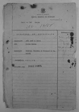Dissídio Individual Nº 19/68
