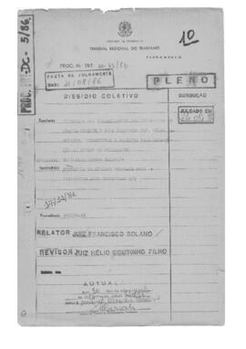 Dissídio Coletivo N° 15/86