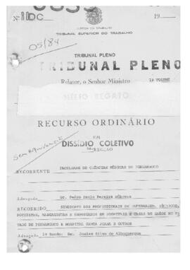 Dissídio Coletivo Nº 05/84 - Volume 1
