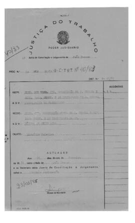 Dissídio Coletivo N° 40/83