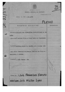 Dissídio Coletivo N° 31/84