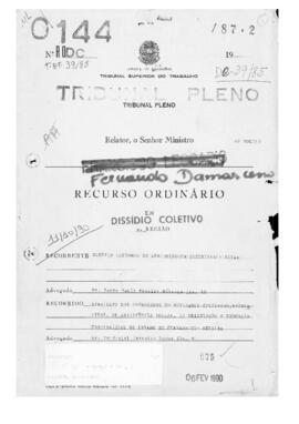 Dissídio Coletivo Nº 39/85.4