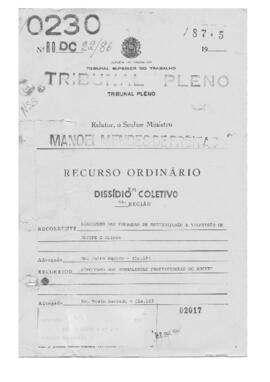 Dissídio Coletivo N° 22/86