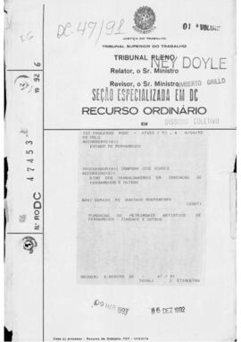 Dissídio Coletivo Nº 47/91.1